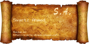 Svartz Ahmed névjegykártya